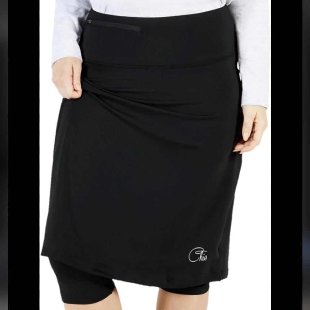 Black Athletic Skort Built-In Shorts Tennis Golf Pickleball Workout Chie